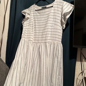 Stripped dress knee length